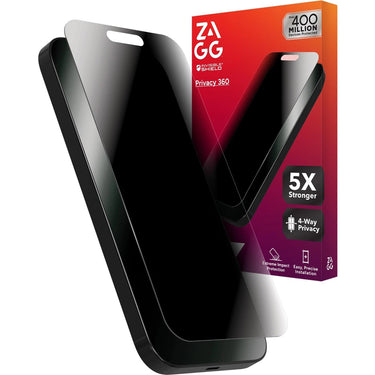 ZAGG Glass Elite Privacy 360 Screen Protector for iPhone 16 Plus / 15 Plus